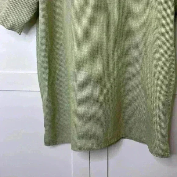 Columbia botton up short Sleeve Shirt green white pattern light weight Size: L - Picture 12 of 12
